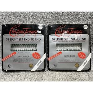 Vintage New Old Stock Christmas Treasury 2 Sets of 70 Clear Lights Super Brite